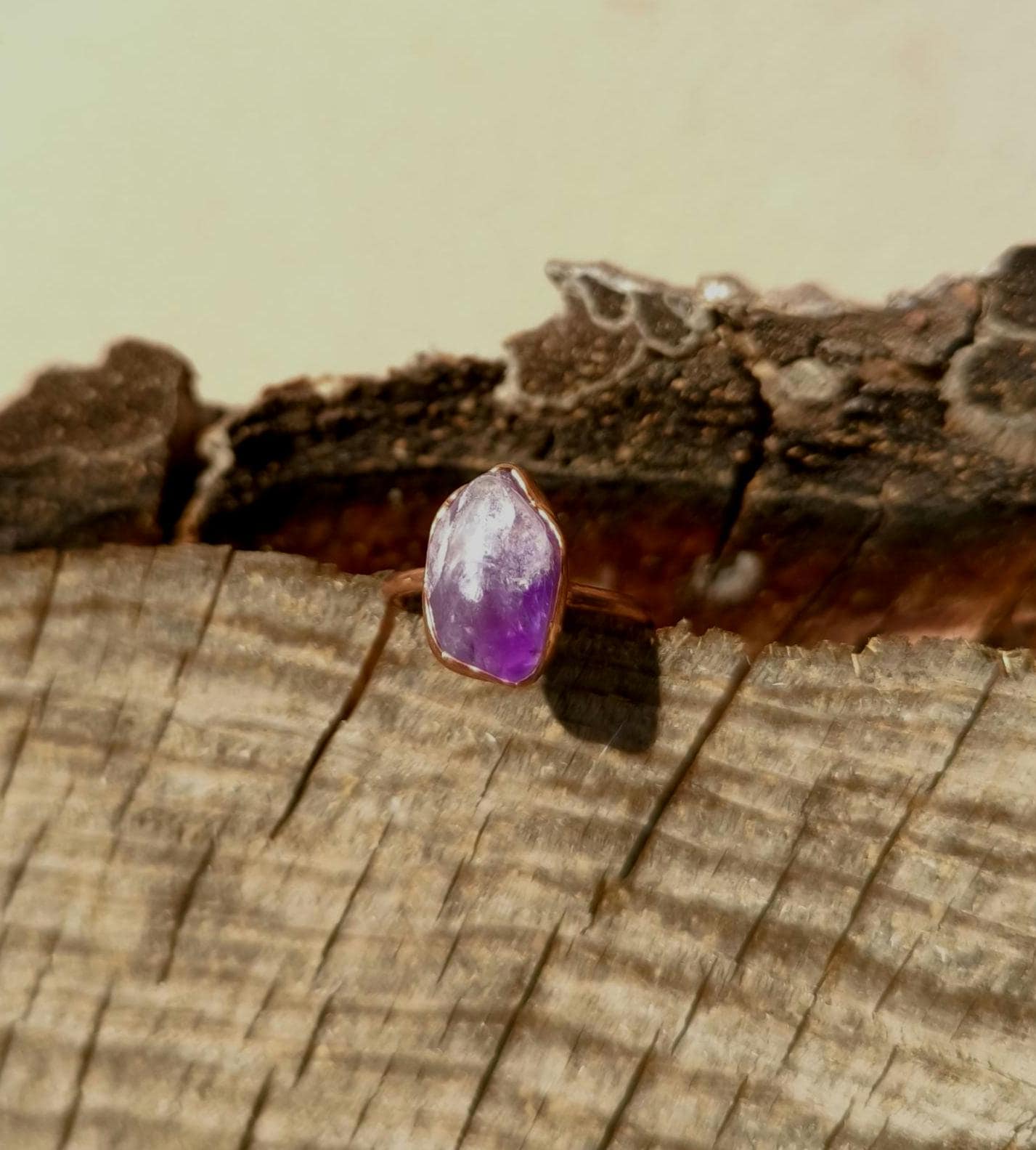 Amethystring, Polished Amethyst, Us 5.5, Edelsteinring, Kristallring, Kupferring, Boho Ring, Crystal Ring, Raw Heilsteinring von howlingwolfjewellery