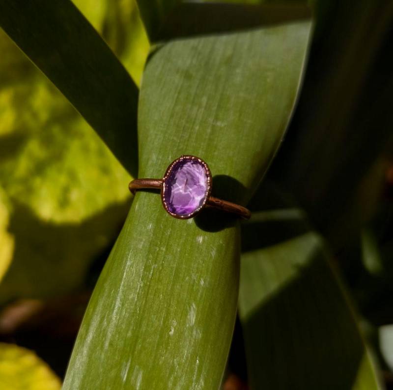 Amethystring, Rose Cut Amethyst, Us 6.75, Edelsteinring, Kristallring, Kupferring, Boho Ring, Crystal Ring, Heilsteinring von howlingwolfjewellery