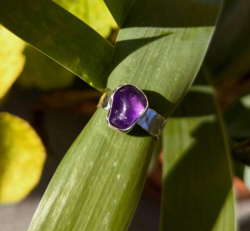 Amethystring, Us 8.75, Amethyst Silberring, Edelsteinring, Kupferring, Boho Ring, Crystal Ring, Statementring, Heilsteinring von howlingwolfjewellery