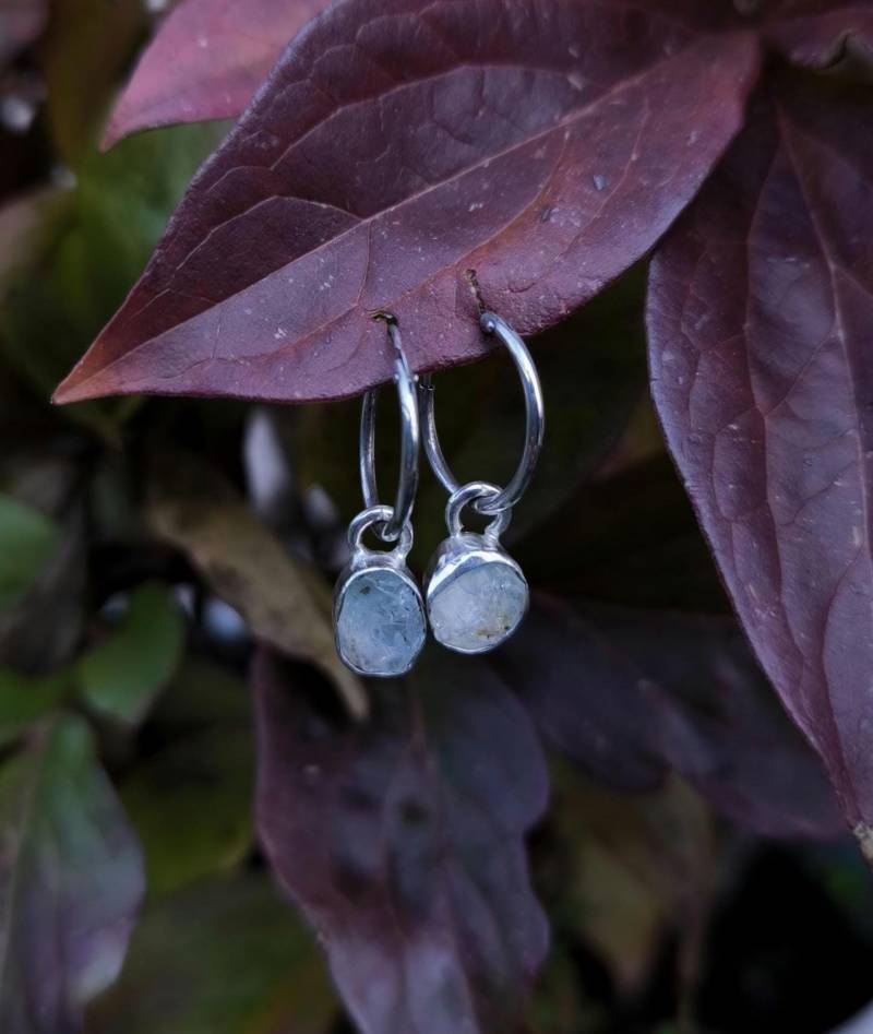 Aquamarinohrringe, Sterling Silver 925, Aquamarin Creolen, Aquamarin, Hoop Earrings, Hoop Ohrringe, Boho Earrings von howlingwolfjewellery