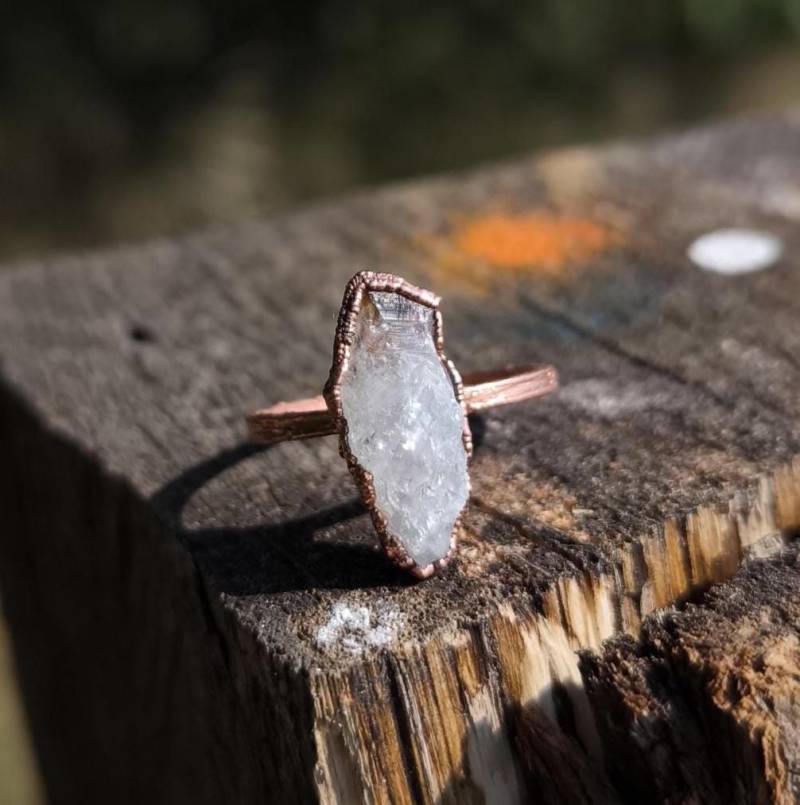 Bergkristallring, Us 7.75, Quartz Ring, Kupferring, Heilsteinring, Boho Raw Crystal Garden Quartz Ring von howlingwolfjewellery