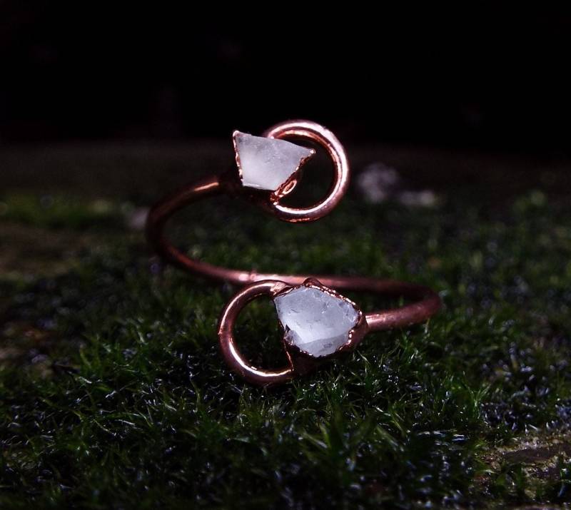 Fluoritring, Fluorit, Fluorite Ring, Statementring, Kupferring, Boho Raw Crystal Fluorite von howlingwolfjewellery