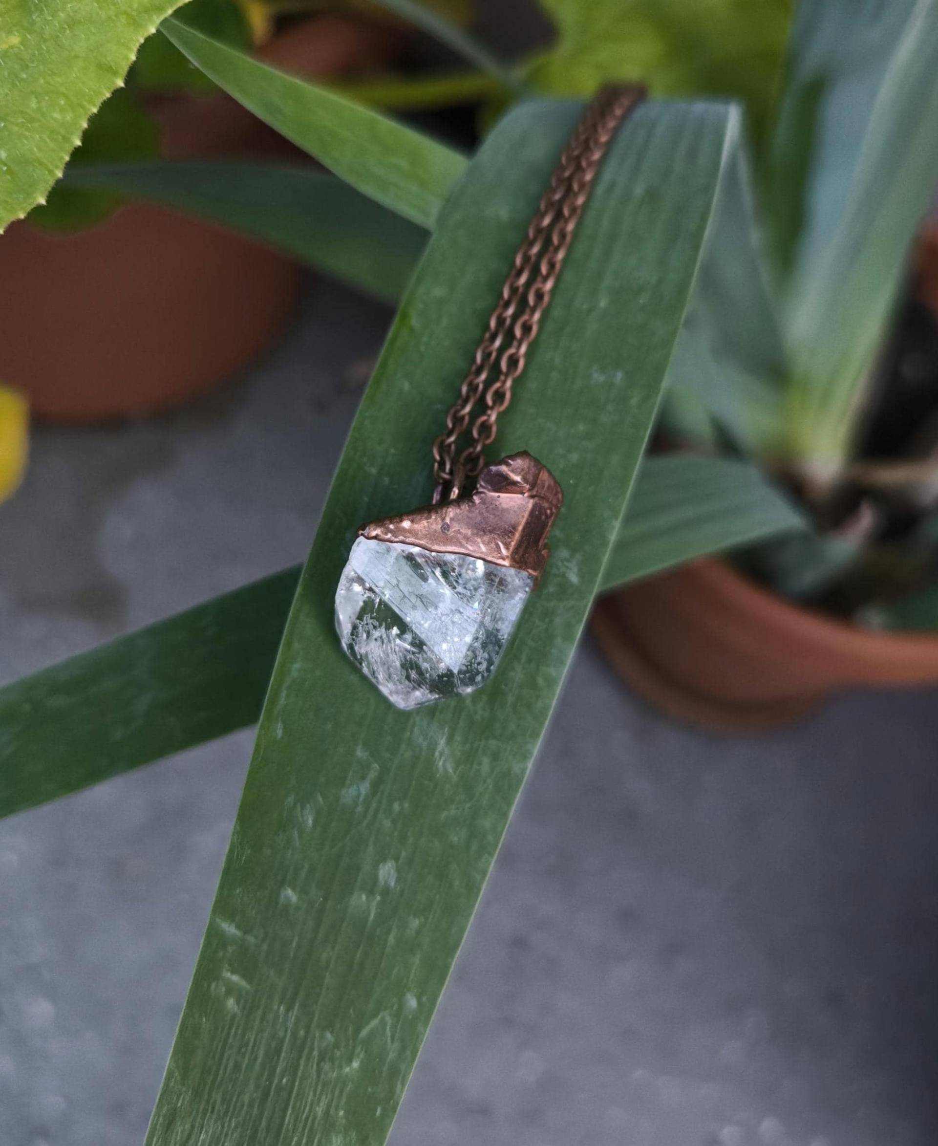 Herkimer Diamond Kette Aus Kupfer, Edelsteinkette Mit Einem Diamanten in Kupfer Gefasst Per Electrofomring, Heilsteinkette von howlingwolfjewellery