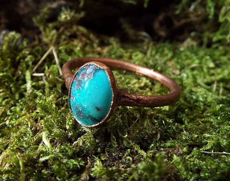 Türkisring, Us 6.75, Howlith, Edelsteinring, Kristallring, Turquoise, Raw Turquoise Ring, Crystal Boho Kupferring, Heilsteinring von howlingwolfjewellery