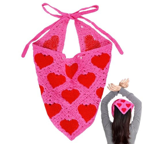 hoyuwak Häkel-Bandanas, Stirnbänder, Kopftuch, Haarschal für Damen, gestricktes Haar-Accessoire für Haarstyling-Dekor, Rosenrot, 1 Count (Pack of 1) von hoyuwak