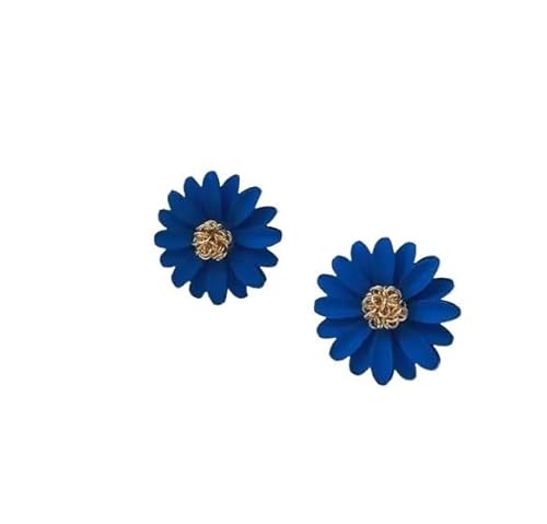 Ohrringe aus 925er Silber in Form einer Chrysanthemenblüte for Damen, Schmuck in Form einer Fee und eines Gänseblümchens(02 blue) von hsgdyh