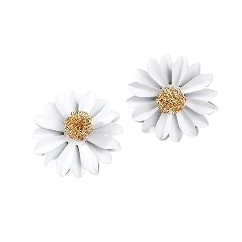 Ohrringe aus 925er Silber in Form einer Chrysanthemenblüte for Damen, Schmuck in Form einer Fee und eines Gänseblümchens(03 white) von hsgdyh