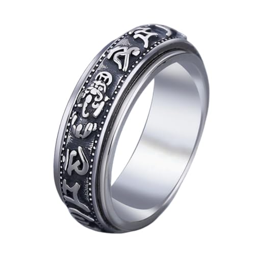 hsiyyecg Herren-Ring, Vintage, thailändischer Silber-Siegel, Rune, Schnitzerei, Spinner, gehämmert, Stressabbau, Glück, Geld, Amulett, Schmuck, US Code 8 hsiyyecg Herren-Ring, Vintage, thailändischer Silber-Siegel, Rune, Schnitzerei, Spinner, gehämmert, Stressabbau, Glück, Geld, Amulett, Schmuck, US Code 8 von hsiyyecg
