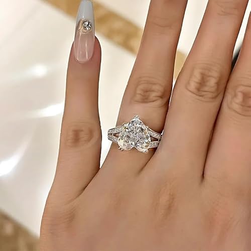 hsiyyecg Herzförmiger simulierter Diamant, Zirkonia, Solitär-Verlobungsring für Frauen, romantisches Antragsgeschenk, Braut-Ehering, Größe 6–10 (8) von hsiyyecg