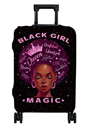 hswosnas Gepäckabdeckung, zugelassen, niedlich, Reisekoffer-Schutz, elastisch, waschbar, Gepäckabdeckungen für Gepäck, Koffer, 07Black Girl Magic, L(25-28in) von hswosnas