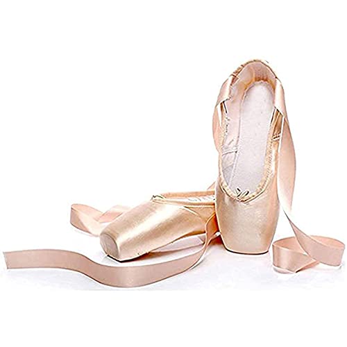 Ballett Spitzenschuhe - Professionelle Tanzschuhe Schnürballerinas Ballett Spitzenschuhe Satin mit Band Tanzschuhe Ballettschuh Elegante Satin Tanzschuhe für Mädchen Damen von hualualua