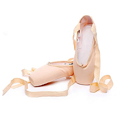 Ballett Spitzenschuhe - Professionelle Tanzschuhe Schnürballerinas Ballett Spitzenschuhe Satin mit Band Tanzschuhe Ballettschuh Elegante Satin Tanzschuhe für Mädchen Damen von hualualua