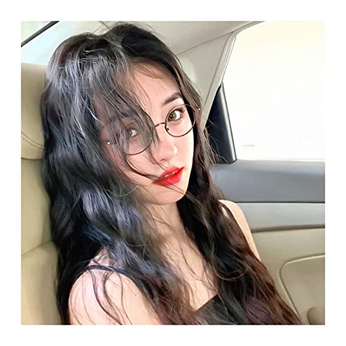 Perücken für Frauen 50 CM Damenperücke Langes Haar Wasser Ripple Langes Lockiges Haar Perücke Patch Haar Perücke Haarverlängerung Stück Perücken(Schwarz) von huanglyc-232