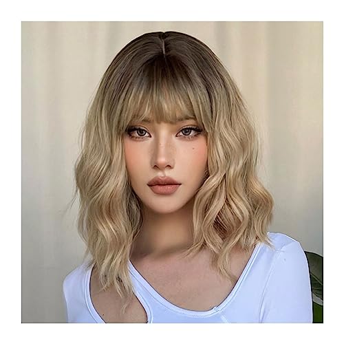 Perücken für Frauen Kurze gewellte Bob-Synthetik-Perücken, braun bis blond, Ombre-Haar-Perücken for Frauen mit Pony, Cosplay, Lolita, natürliche Perücke, hitzebeständig Perücken Perücken für Frauen Kurze gewellte Bob-Synthetik-Perücken, braun bis blond, Ombre-Haar-Perücken for Frauen mit Pony, Cosplay, Lolita, natürliche Perücke, hitzebeständig Perücken von huanglyc-232