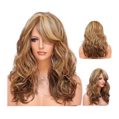 Perücken für Frauen Natürliche lange gewellte hitzebeständige Haar-Synthetik-Perücke, gemischte blonde Perücken for Frauen Perücken von huanglyc-232