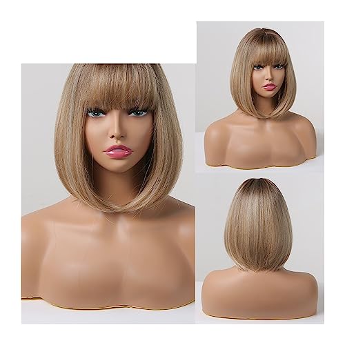 Perücken für Frauen Natürliche tägliche Damenperücken mit Pony, hitzebeständig, Weihnachten, rote Perücke, kurze Bob-Synthetik-Perücke, Halloween, Cosplay Perücken(SS191-1) von huanglyc-232