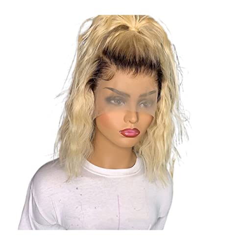 Perücken für Frauen Ombre 613 blonde lockige Spitzenperücken mit dunkler Wurzel 10–18 Zoll transparentes T-Teil Spitzenfrontperücke brasilianisches Haar vorgezupfte blonde gewellte Spitzenverschlusspe von huanglyc-232