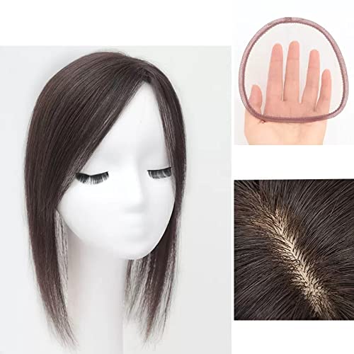Perücken für Frauen Perückenteil Teil Echthaar Voll Echthaar Top Patch Haarteil Mädchen Abdeckung Weißes Haar Leicht Dünn Atmungsaktiv Perückenteil Perücken(Chestnut brown,32cm) von huanglyc-232