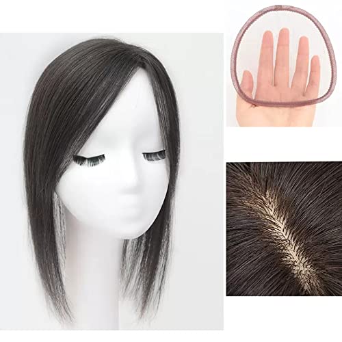 Perücken für Frauen Perückenteil Teil Echthaar Voll Echthaar Top Patch Haarteil Mädchen Abdeckung Weißes Haar Leicht Dünn Atmungsaktiv Perückenteil Perücken(Schwarz,32cm) von huanglyc-232