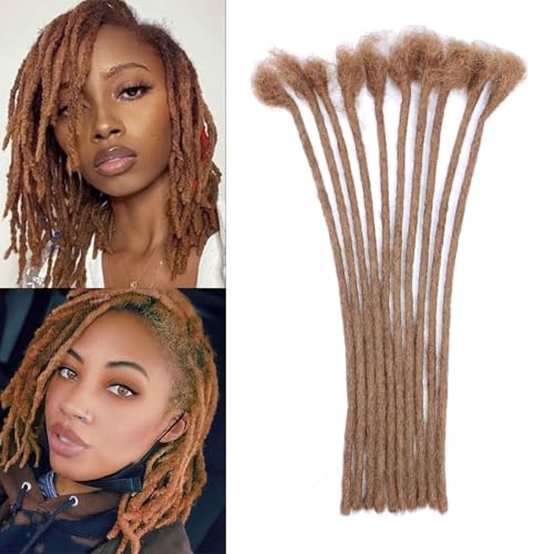 Huarisi 0.6cm Thickness 12 Inch 10 Strands Echthaar Dreadlock Extensions Human Hair for Women Handmade Loc Extensions Man Dreadlocks Permanent Real Hair #30 Can Be Curled and Twisted von huarisi