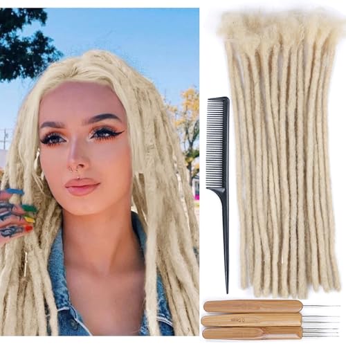 Huarisi 0.6cm Thickness 12 Inch 20Strands Blonde Real Human Hair Dreadlock Extensions for Women Full Head Handmade Permanent Loc Extensions Men 613 Color Can Be Curled and Twisted Huarisi 0.6cm Thickness 12 Inch 20Strands Blonde Real Human Hair Dreadlock Extensions for Women Full Head Handmade Permanent Loc Extensions Men 613 Color Can Be Curled and Twisted von huarisi