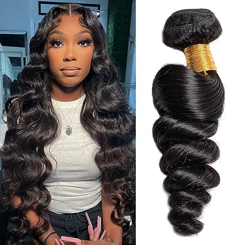 Huarisi 1 Bundle Loose Wave Human Hair Weaves 100g 28 Inch Brazilian Loose Wave Bundles 8a Unprocessed Long Human Hair Bundles Extensions for Black Women Sew in Weaving von huarisi