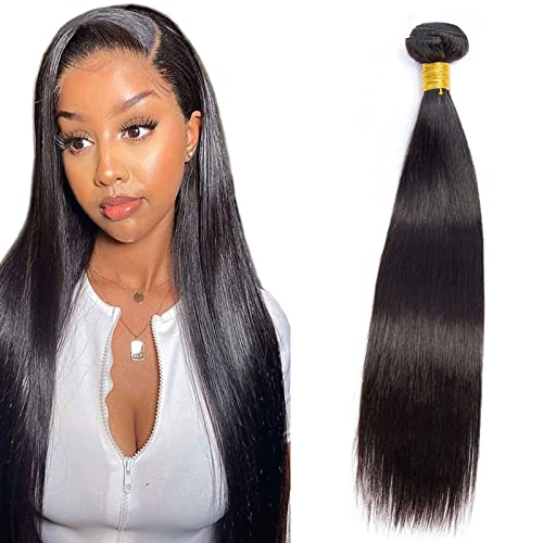 Huarisi Echthaar Haarverlängerungen 1 Bündel 20 Zoll, Straight Hair Single Bundle Remy Human Hair 100g a Lot, 9a Gerade Bündel Menschenhaar Extensions Weave for Black Women Silky and Soft von huarisi