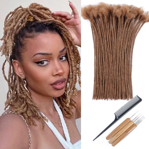 Huarisi 12 Inch Thin Dreadlock Extensions Human Hair 0.2cm Echthaar Braun Dreadlocks Extensions Real Hair for Women Kids 60 Strands Handmade Permanent Brown Dreadlock for Men Full Head von huarisi