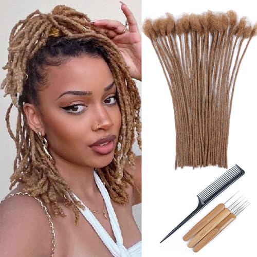 Huarisi 12 Zoll Dreadlocks Damen Echthaar Auburn Braun 0.2cm 30 Strands Thin Locs Extensions Human Hair for Men Full Handmade Permanent Dreadlocks Extensions Colour 30 von huarisi