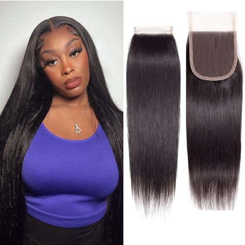 Huarisi 14 Inch Straight Closure Brazilian Virgin Human Hair 4x4 Free Part with Baby Hair Soft Transparent Lace Sew in Natural Hairline for Women Huarisi 14 Inch Straight Closure Brazilian Virgin Human Hair 4x4 Free Part with Baby Hair Soft Transparent Lace Sew in Natural Hairline for Women von huarisi