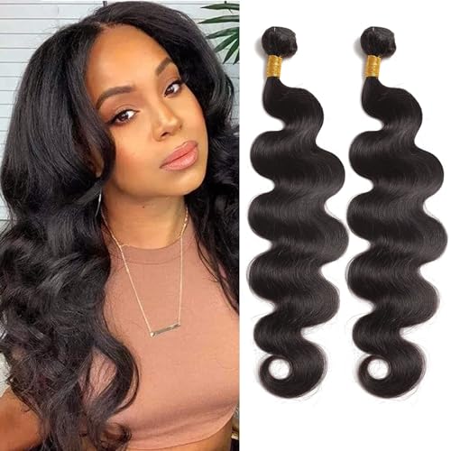 Huarisi 16 18 Inch Body Wave Bundles Human Hair 2 Bundles Brazilian Wavy Hair 200g 10a Unprocessed Virgin Hair Remy Hair Weaves Extensions for Black Women Natural Color von huarisi
