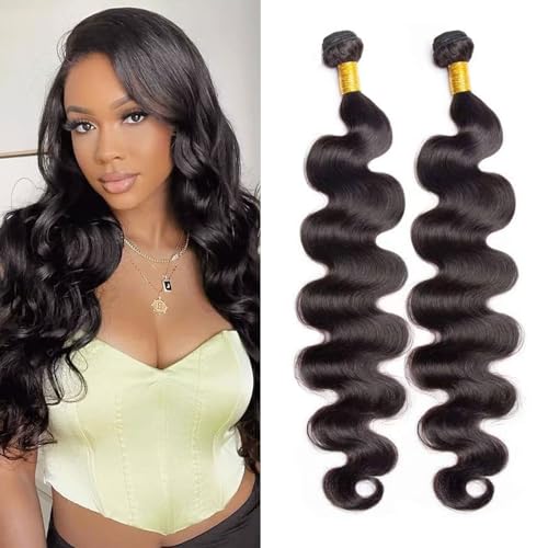Huarisi 2 Bundle Body Wave Human Hair 24 26 Inch Brazilian Body Wave Bundles 8a Unprocessed Long Human Hair Weaves Extensions 200g for Black Women Sew in Weaving von huarisi