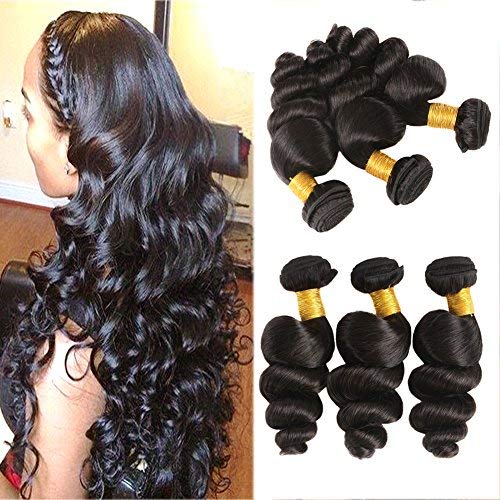 Huarisi 7a Loose Wave Brazilian Hair 3 Bundles 16 18 20 Inches Silky Wet and Wavy Weaves for Black Women Natural Color Brasilianische Echthaar Tressen von huarisi