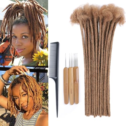 Huarisi Brown Human Hair Dreadlocks Extensions for Black Women 12 inch Afro Kinky 30 Strands 0.4cm Dreadlocks Real Hair Handmade Permanent Dreadlocks Echthaar Herren Farbe 30 (12 Inch, 30 Locs) von huarisi