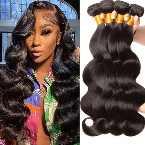 Huarisi Body Wave Bundles Human Hair Wavy Weaves 20 22 24 26 Inch 4 Bundles for Women 8a Wellig Echthaar Brasilianische Haarverlängerungen Extensions Tressen zum einnähen von huarisi