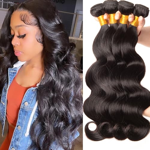 Huarisi Body Wave Weaves Human Hair Bundles 16 18 20 22 Inch 4 Bundles Body Wave Brazilian Hair 400g 8a Unprocessed Virgin Remy Wavy Hair Weaves Extensions for Black Women von huarisi