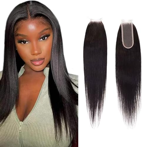 Huarisi Human Hair 2x6 Straight Closure with Baby Hair Brazilian Virgin Free Part Lace Closure for Black Women Natural Remy Soft Transparent Lace Closures 18 Inch von huarisi