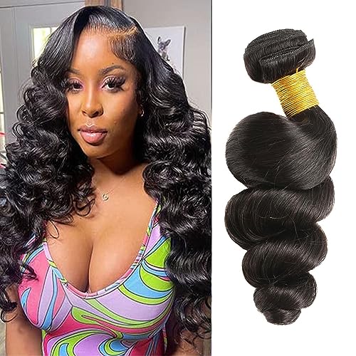 Huarisi Loose Wave Bundles Human Hair 1 Bundle 20 inch 10A Brazilian Loose Wave Human Hair Weave Extensions for Black Women Wavy Virgin Hair Double Weft Natural Color von huarisi