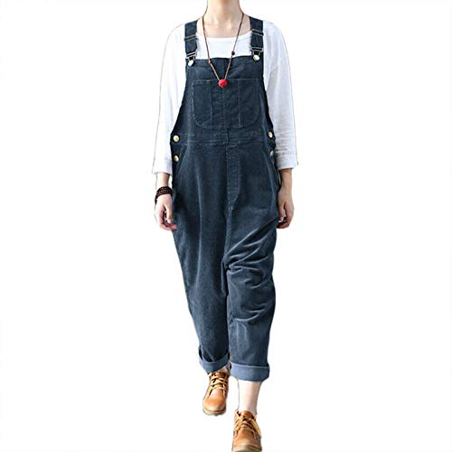 Damen Vintage Cord Overall Overall Herbst Winter Casual Verstellbarer Schultergurt Ärmellose Overalls Latzhose von huateng