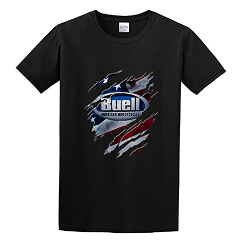 Man's Round Neck Ripped Buell Logo Fancy Motorcycles Casual Cotton Sports T-Shirt Black L von huazheng