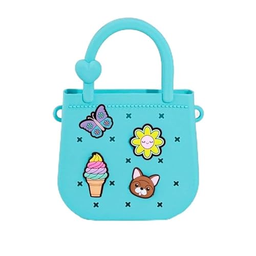 huefeel Mini-Silikon-Tragetasche, Gummi-Strandtasche mit verstellbarem Riemen und 25 niedlichen Dekorationen für kleine Mädchen und Frauen, Dunkelgrün huefeel Mini-Silikon-Tragetasche, Gummi-Strandtasche mit verstellbarem Riemen und 25 niedlichen Dekorationen für kleine Mädchen und Frauen, Dunkelgrün von huefeel