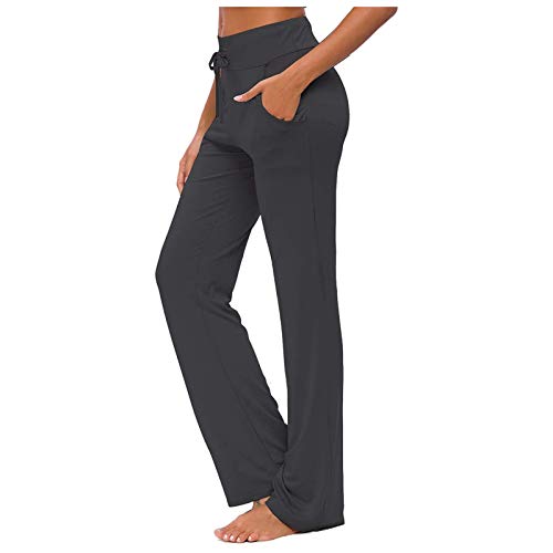 Jogginghose Damen Sporthose Frauen Baumwolle Loose Fit Elastischer Bund Freizeithosen Hohe Taile Traininghose mit Taschen Bequem Sweathose Slim Fit Jogger Fitness Laufhosen (Schwarz, M) von huelufi