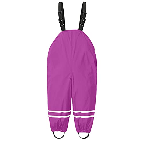 Unisex Kinder Regenlatzhose, Wind- und wasserdichte Matschhose Atmungsaktiv Verstellbaren Regenhose Trägern Regenhose für Fahrrad Sport, Rain Pants Mädchen Jungen (Lila, 104, Numeric_104) von huelufi