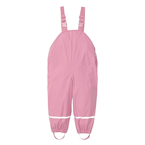 Unisex Kinder Regenlatzhose, Wind- und wasserdichte Matschhose Atmungsaktiv Verstellbaren Regenhose Trägern Regenhose für Fahrrad Sport, Rain Pants Mädchen Jungen (Rosa1, 92, Numeric_92) von huelufi