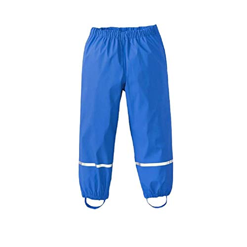 huelufi Unisex Kinder Regenlatzhose Kinder Regenhosen Matschhose wasserdichte Atmungsaktiv Regenhose Overalls Winddicht für Jungen Mädchen Latzhose Skihose Wanderhose (Blau 2#, 104) von huelufi