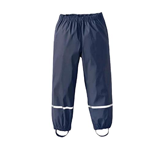 huelufi Unisex Kinder Regenlatzhose Kinder Regenhosen Matschhose wasserdichte Atmungsaktiv Regenhose Overalls Winddicht für Jungen Mädchen Latzhose Skihose Wanderhose (Dark Blue 2#, 104) von huelufi