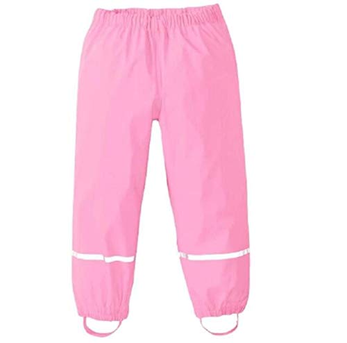 huelufi Unisex Kinder Regenlatzhose Kinder Regenhosen Matschhose wasserdichte Atmungsaktiv Regenhose Overalls Winddicht für Jungen Mädchen Latzhose Skihose Wanderhose (Rosa 2#, 104) von huelufi