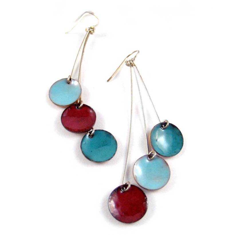 Teaberry Pendula Emaille Ohrringe/Aquamarin, Blau, Blaugrün, Fichte Grün, Burgund Rot Teaberry Pendula Emaille Ohrringe/Aquamarin, Blau, Blaugrün, Fichte Grün, Burgund Rot von huffalo