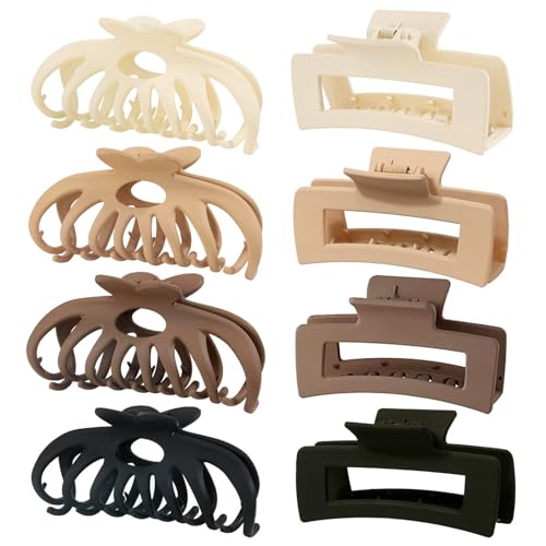 Große Haarklammern für dickes Haar, 11 cm, langlebig, rutschfest, für lockiges Haar, starker Griff, matte Bananen-Clips mit starken Kiefern, für Mädchen und Damen, 8 Stück Große Haarklammern für dickes Haar, 11 cm, langlebig, rutschfest, für lockiges Haar, starker Griff, matte Bananen-Clips mit starken Kiefern, für Mädchen und Damen, 8 Stück von huipinghu