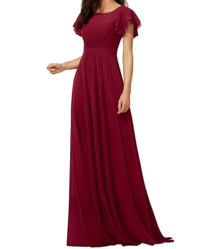 Abendkleid Damen Rundhalsausschnitt Eine Schulter A-Linie Lang Hochzeit Ballkleider Off Shoulder Cocktailkleid Ballkleid Partykleid Burgund 36 Size von huitutu